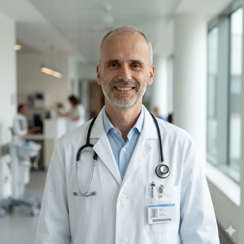 Δρ. Αλέξανδρος Χαμζίν, Γενικός Χειρουργός, με λευκή ιατρική ρόμπα